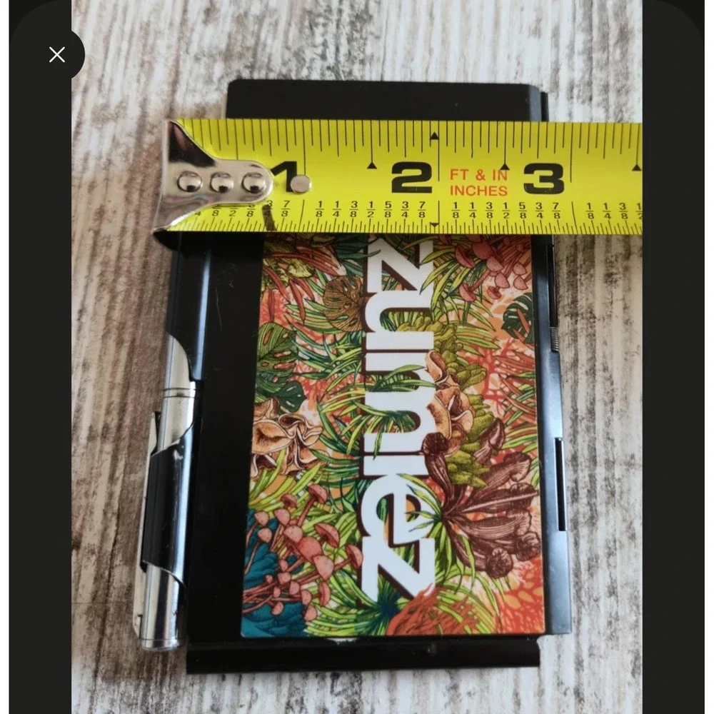 Zumiez Pocket Notepad Pen Holder Black Metal Tropical Mushroom Design